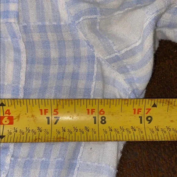 Light Blue Plaid Button-Up Dress with belt handmade vintage belt grandma - Picture 13 of 14